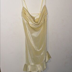 Elegant Yellow Satin Dress